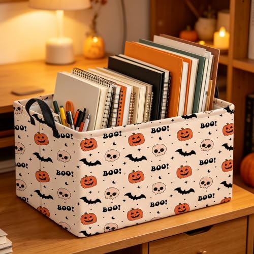Image of Rectangle Storage Basket,Gift Basket,Room Decor(Bat Star Halloween)