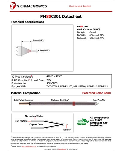 Image of Thermaltronics PM80C301 Conical 0.5mm (0.02in) interchangeable for Metcal SCP-CN05