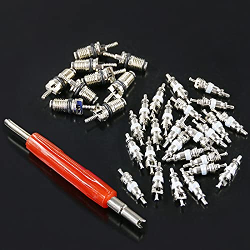 Glarks 36Pcs Car Air Conditioner Valve Core Schrader Valve Cores Accessories A/C R12 R134A Refrigeration Tire Valve Stem With Double Head Dual Dismantling Remover Installer Tool Assortment Kit #TOP5