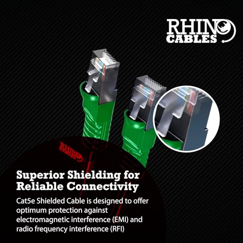 rhinocables Cat5e FTP Copper Ethernet Cable - Shielded RJ45 Snagless Lead with LSZH Jacket, Green, 3m - Image 2