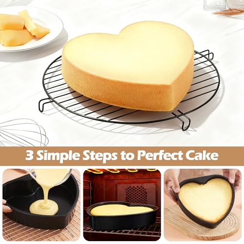 E-far 6 Inch Heart Cake Pan, 3Pcs Nonstick Small Heart Shaped Cake Mold, Cake Tin Baking Pan for Valentine’s Day Anniversaries Wedding Birthday, Easy Release & Clean by E-far - Image 4