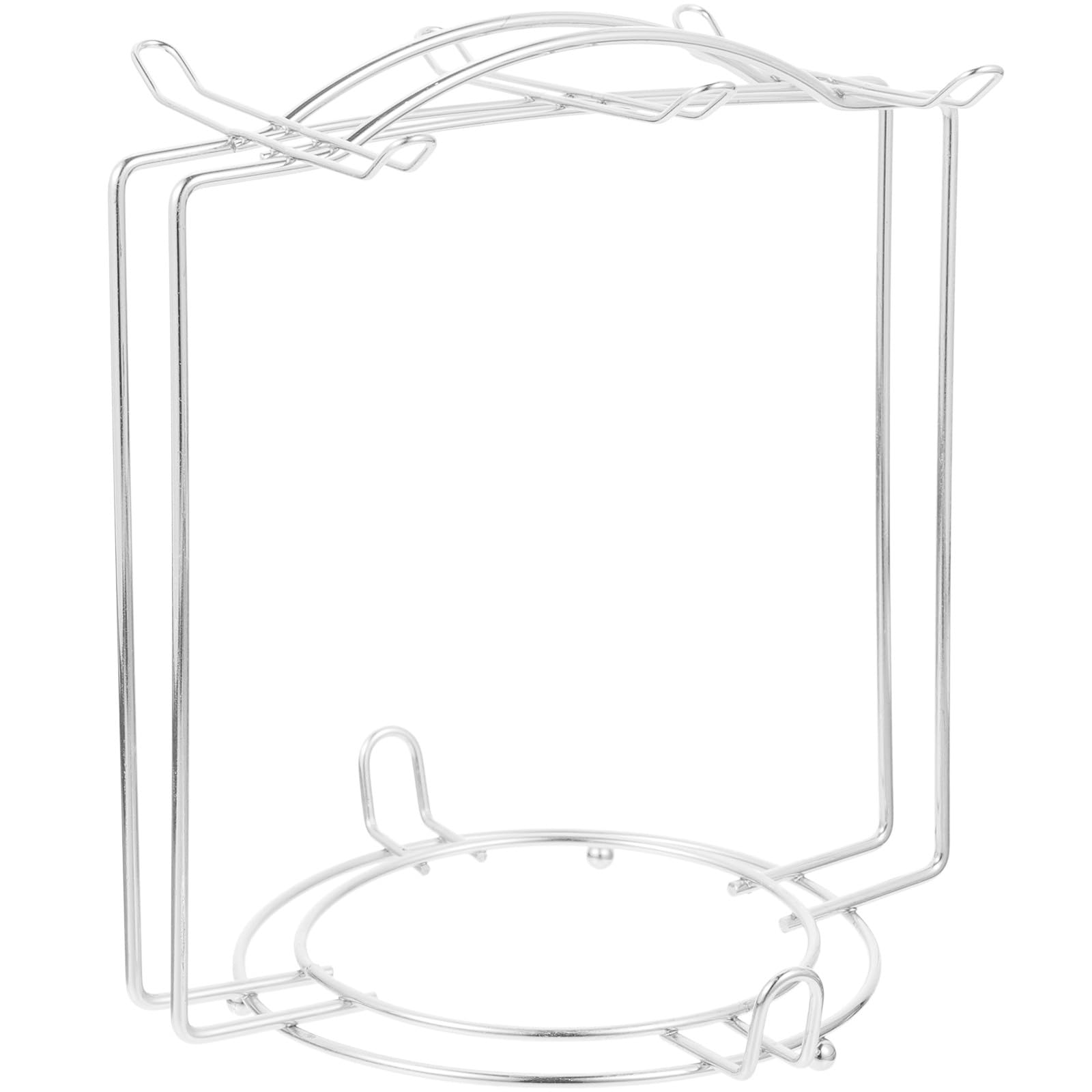 POPETPOP Coffee Cup Holder 6 Hooks Iron Rack with Saucer Stand for Kitchen Counter Tea Cup Display Organizer Silver