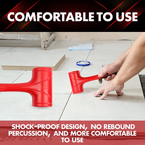 Image of YIYITOOLS Dead Blow Hammer-45oz(3LB), Red and Black, Shockproof Design, No ReboundMallet Machinist Tools Unibody Molded Checkered Grip Spark and Rebound Resistant (YY-3-011)