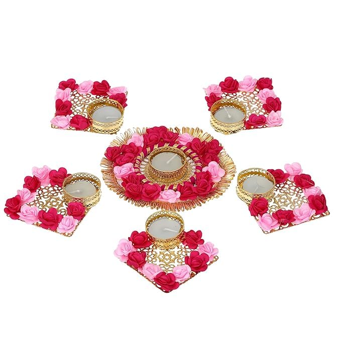 Bougies Diwali pour décoration d'intérieur lot de 5 photophores pour salon chaleureux