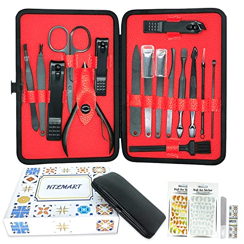 Nail Clippers Set for Toe&Finger Nail, Nail Cutter Manicure Pedicure Set with Gift Box Luxury Travel Case and Nail File,Grooming Kit for Men Women Fingernail Toenail Clip Set, Father's Day Gift