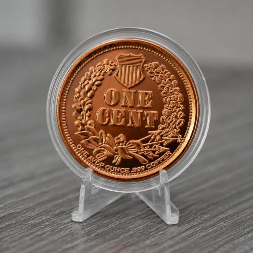 Image of 1877 Indian Head Cent Design 1 oz Pure .999 Copper Round Collectible Jumbo 39mm Coin in Capsule - COA by Heavenly Metals