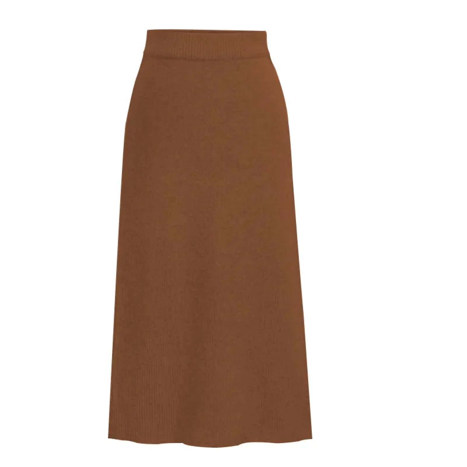 Falda De Punto De Mujer - Falda De Punto Cálida para Mujer, Falda De Cintura Alta con Abertura De Longitud Media De Talla Grande, Ropa De Calle Cálida Simple Y Elegante para Trabajo Y Ofic