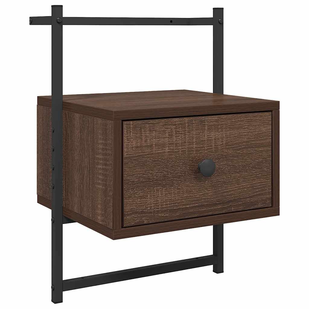 Comodino da parete sospeso, effetto rovere, 35 x 30 x 51 cm | Consolle da parete salvaspazio per camera da letto con pratico cassetto e superficie facile da pulire.