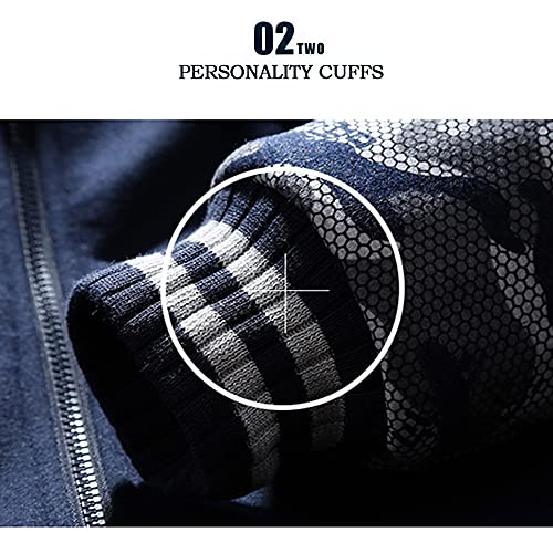 Viking Thicken Plus Fleece Warm Zip Hoodie, Valhalla Sons of Odin Printed Camo Sleeve Sweatshirt, Personality Jacket,Black,4XL4