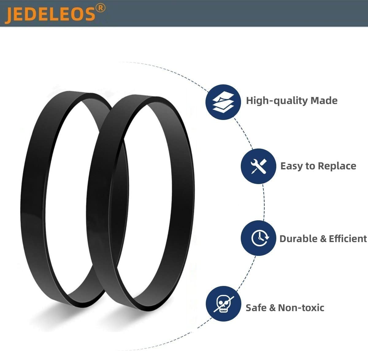 JEDELEOS Replacement Belts for Hoover PowerDash Pet FH50700, FH50710, FH50702, FH50703I Carpet Cleaner, Replace Vacuum Parts 440012733, 440014074 (Pack of 2)