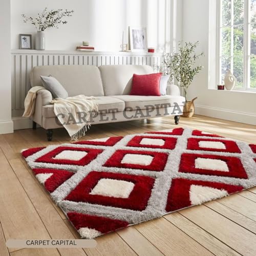 Image of Modern Texture Shag Area Rug Fluffy Microfiber 2inch Pile for Living Room, Bedroom(6x8feet,BROWN /IVORY36)