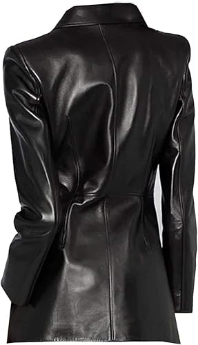 Miniatura 6 de Diseñador exclusivo medio peplum chaqueta de cuero genuino para las mujeres diseño multicolor negro rojo bronceado