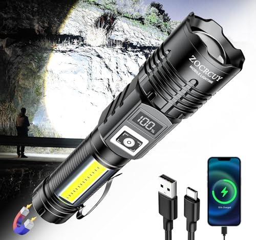 ZOCRCUY Rechargeable Flashlight High Lumens Small led Flashlight 5 Modes LCD Digital Display...