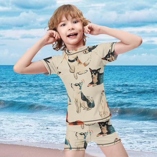 Yoga Dogs Poses (2) Children's Casual Swimsuit Set - Simple and Versatile6-7Y（110cm）3