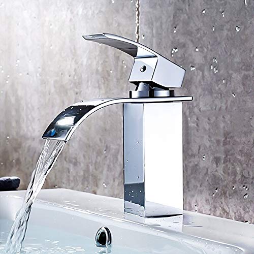 Grifo de cascada cromado con monomando vintage para agua fría y caliente