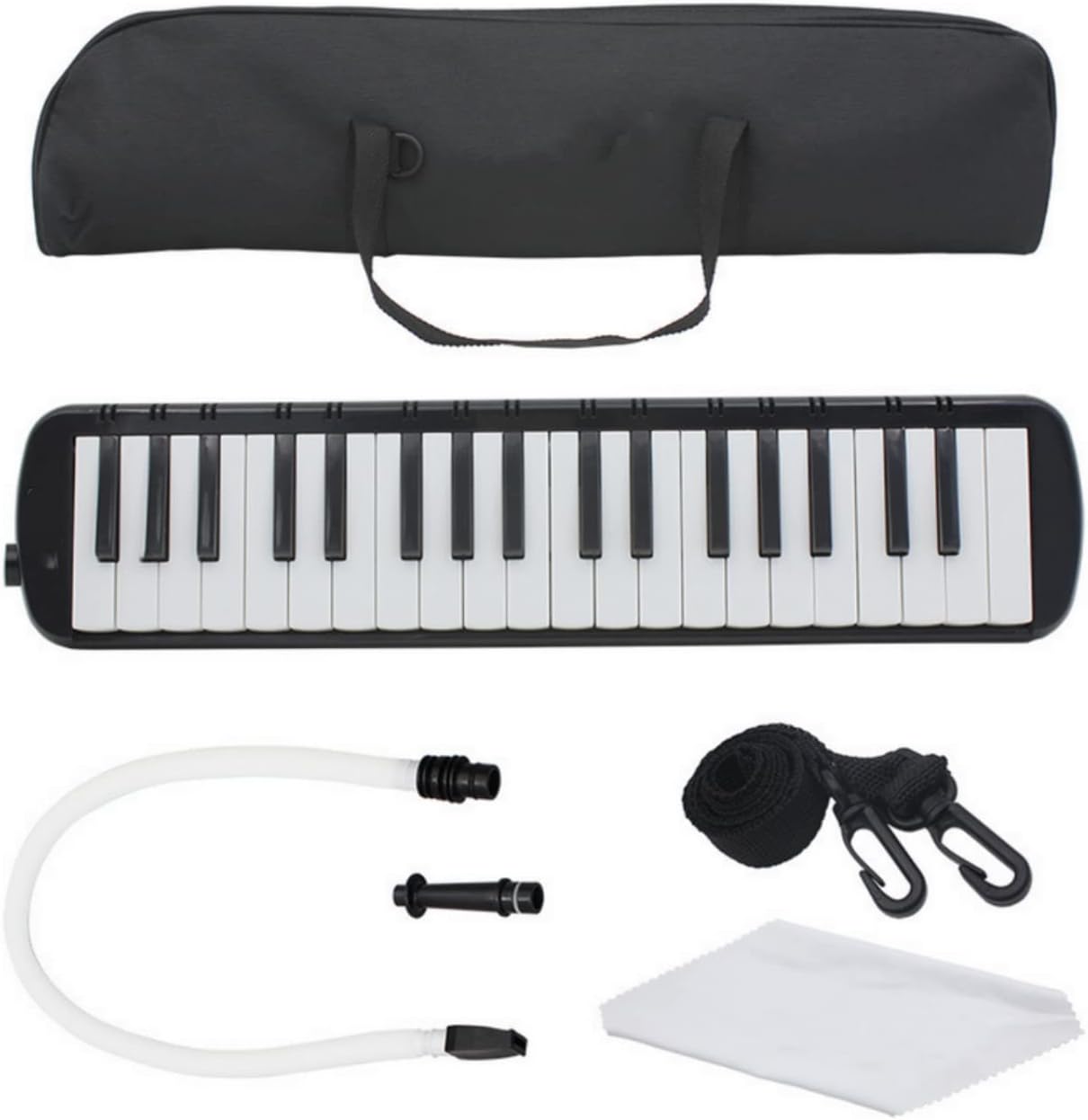 SKEIDO 37 Piano Keys Melody Musical Instrument Harmonica Mouth Organ Portable Harmonica Pianica With Box Gift Present (Black)
