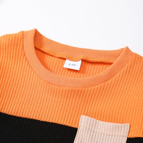 Image of Kid Toddler Boy Clothes Color Block Sweatshirt and Casual Pants 2Pcs Boys Fall Winter Outfits 1-5T
