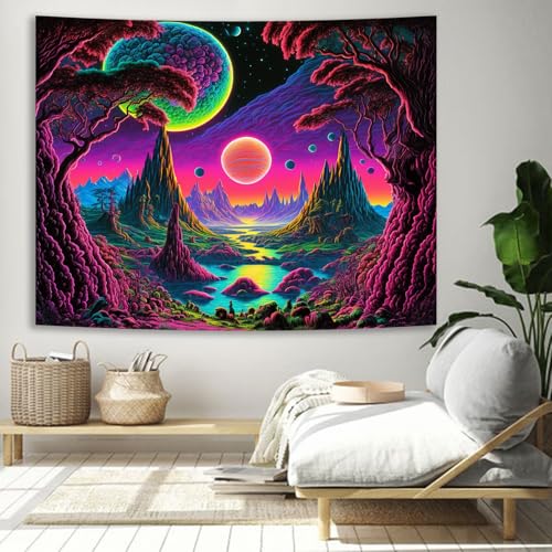 Tenture galaxie lune solution décoration murale originale pour masquer mur blanc - 4