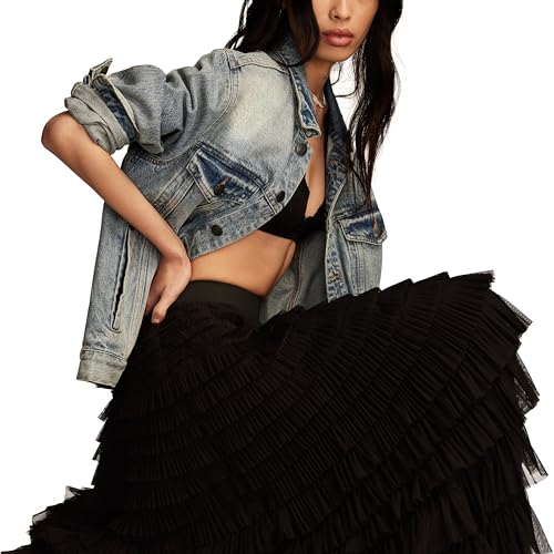 Lucky Brand Women's Tulle Ruffle Maxi Skirt4