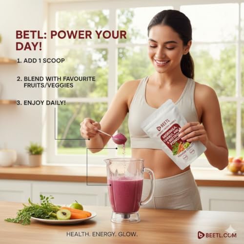 Image of BEETL Moringa Carrot Beetroot & Amla Powder Blend | Mixed Vegetable Powder | Plant Based Blend for Smoothies, Juices & Recipes | Pack of 2 x 100 g | Total 200 g