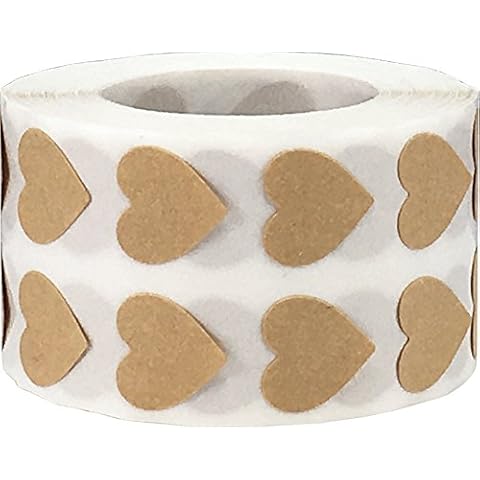 Natural Kraft Heart Stickers 12.7 mm 0.5 Inch Wide 1000 Count Cover
