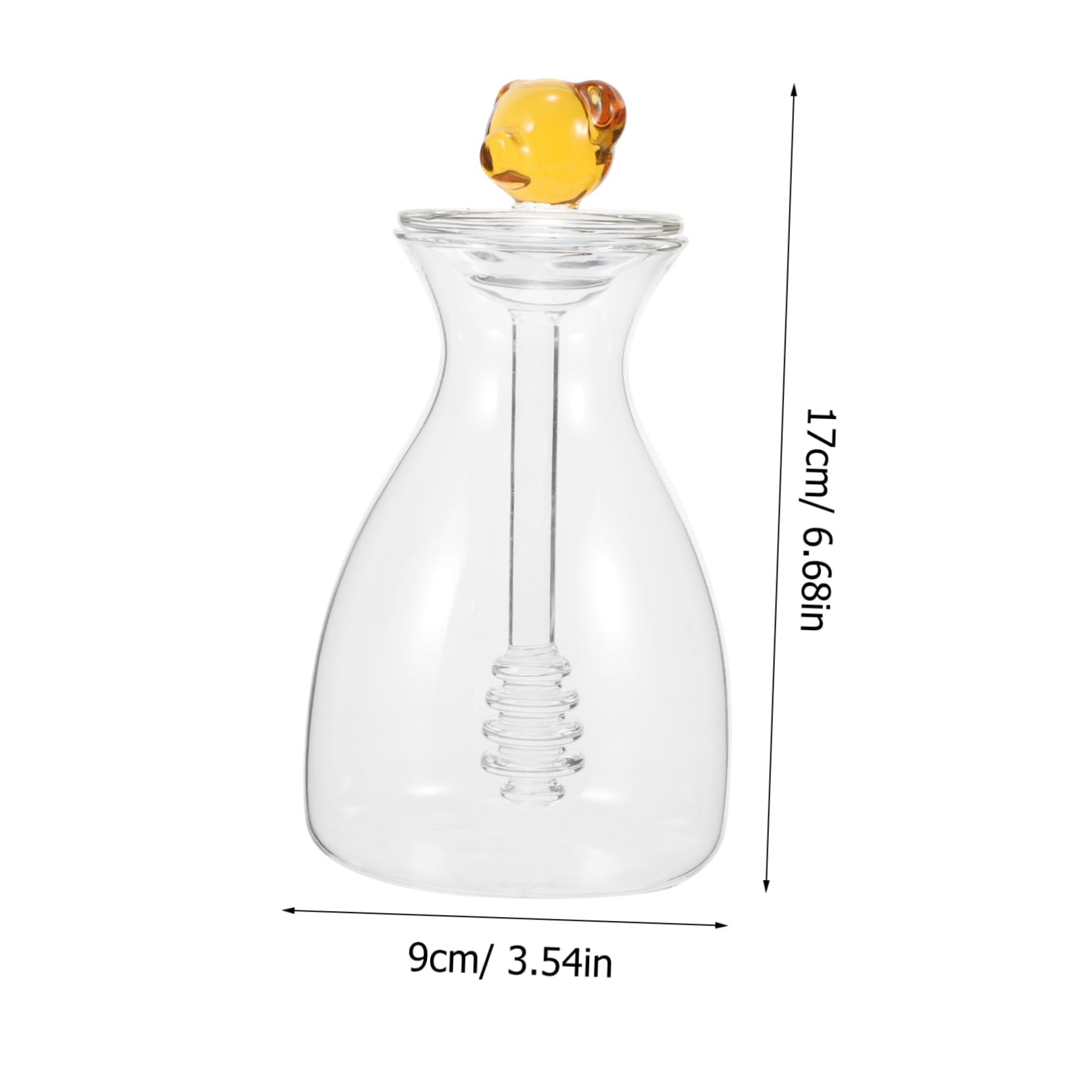 SOLUSTRE with Dipper Transparent Glass Honey Dispenser with Lid Capacity Kitchen Honey Container for Effortless Stirring and Pouring for Home Syrup Storage