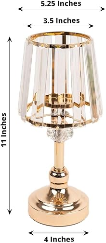 Miniatura 2 de Efavormart - Juego de 2 portavelas de metal dorado con pantalla de cristal transparente, 11 pulgadas, centro de mesa de velas de té votivo nórdico