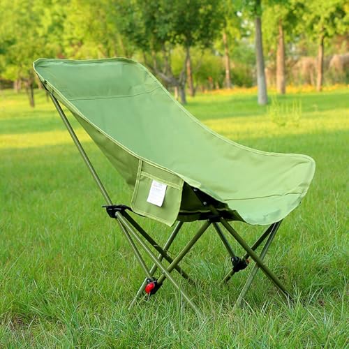 Silla Plegable Camping para Exterior, Silla Pesca Plegable Portátil con Respaldo Ajustable, Bolsillos Laterales, Bolsa de Transporte para RV, Playa, Festival, Pesca(Green)