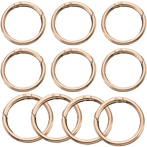 Trigger Spring O Rings Round Carabiner Clip Snap for Keyrings Buckle, Bags,Purses 10 Pack (Gold)
