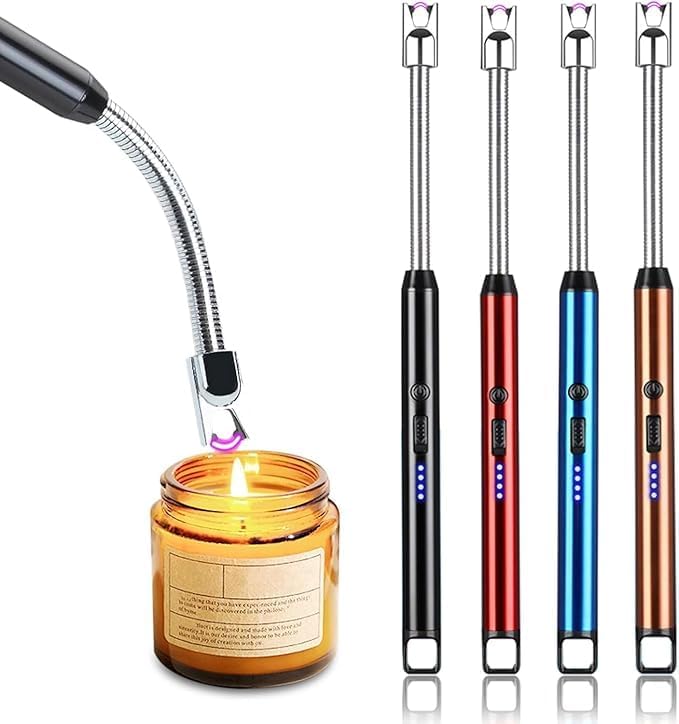 Electric Arc Candle Lighter, Rechargeable USB Lighter with Flexible 360° Neck, Windproof Zinc Alloy Lighter for Gas Stove, BBQ, Fireworks – Multicolour (Pack of 1)-image-23