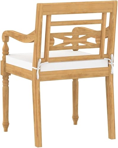 Miniatura 7 de Sillas Batavia 4 piezas con cojines de madera maciza de teca al aire libre para patio al aire libre Sillas para Comedor para sala de estar, picnic,