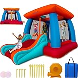 Sportspower™ My 1st Inflatable Bounce House with Slide & Hoop, Mesh Safety Netting, Double Stitched, ASTM Certified, on Included Blower
