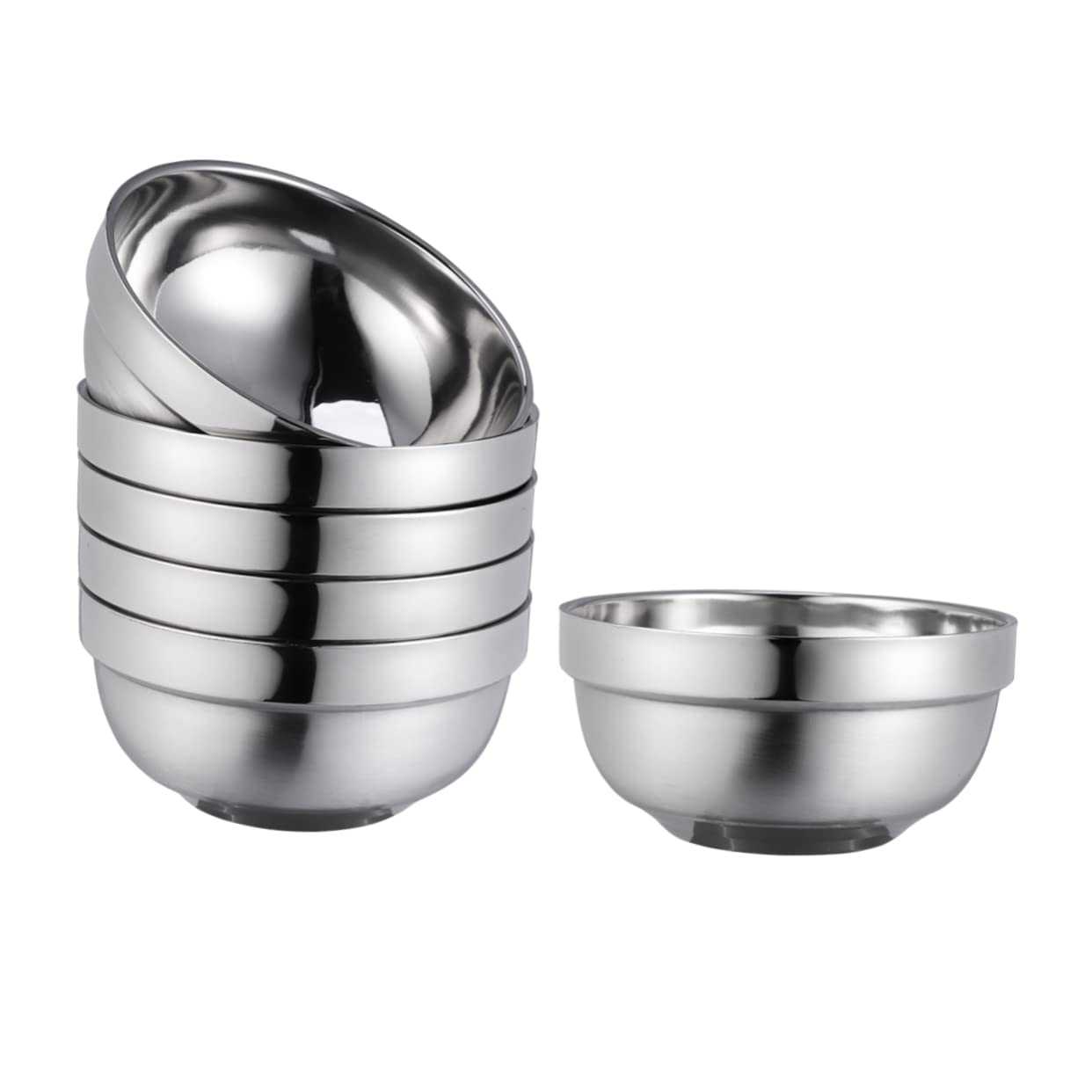 FUNOMOCYA 2pcs Double Layer Hot Stainless Steel Bowls Insulated Rice and Soup Bowls for Dinnerware for Camping and Home Use Easy to Clean Design