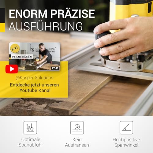 Kasper Solutions® Planfräser 8mm Schaft - Profi Hobelfräser für Oberfräse & CNC-Fräse - Robuster Holzfräser - Schaftfräser für eine präzise Bearbeitung - Abrichtfräser