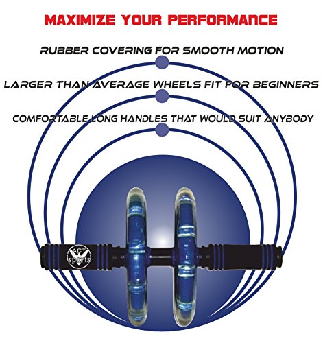 V-Act Sports PRO ABS Workout Roller Wheel Exercise Equipment w/Knee Mattress - Sturdy and Well Made - Blue - PP - Fit for All Surfaces and Extremely Light - Home Fitness Guru V-Act Sports PRO ABS Workout Roller Wheel Exercise Equipment w/Knee Mattress - Sturdy and Well Made - Blue - PP - Fit for All Surfaces and Extremely Light - Image 5