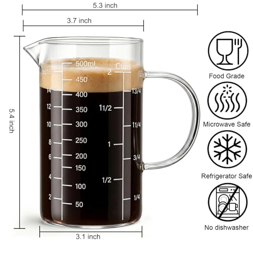2 Pack de vasos medidores de vidrio 500ML miniatura 2