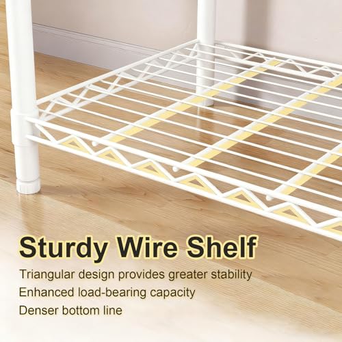 Uptyia Armario Abierto para Ropa, Burro de Ropa Resistente con Estantes, Perchero de Pie Metálico para Dormitorio o Vestidor, Blanco, 182x155x40cm - imagen 4