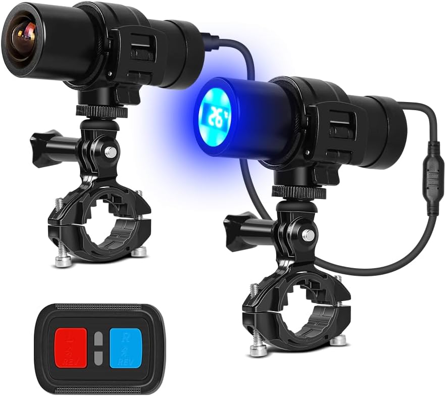 Bicycle Camera with Temperature Display, WiFi 2K WDR 170° Super Wide Angle Bike Handlebar Dash Camera, Remote Control, Night Vision, Waterproof, Loop Recording, G-Sensor
