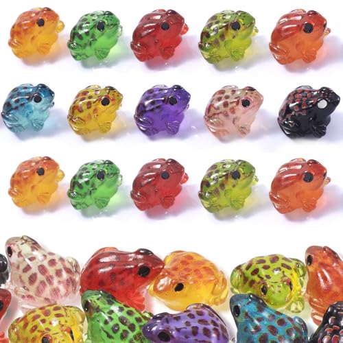 Incinkod 20 Pcs Mini Resin Frogs Miniature Figurines Tiny Frog Figurines Mini Resin Figurines for Moss Landscape Dollhouse Garden DIY Terrarium Craft Decoration (10 Styles)