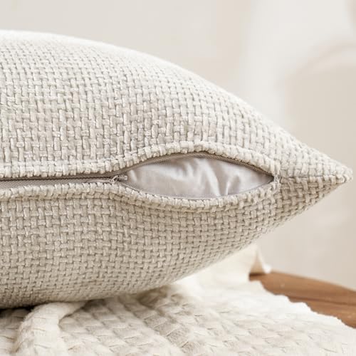 Image of MIULEE Pack of 4 Valentines Couch Throw Pillow Covers 20x20 Inch Neutral Pink Cute Decorative Chenille Pillows Farmhouse Boho Accent Cushion Covers for Coquette Room Spring Decor Sofa Bed Living Room