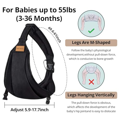 Baby Sling Carrier Newborn to Toddler, Lightweight Baby Carrier Sling, Baby Wrap Sling, Baby Hip Seat Carrier for Toddler Sling, Baby Holder Carrier, Nursing Sling, Carrying 8-35 lbs, (Black)