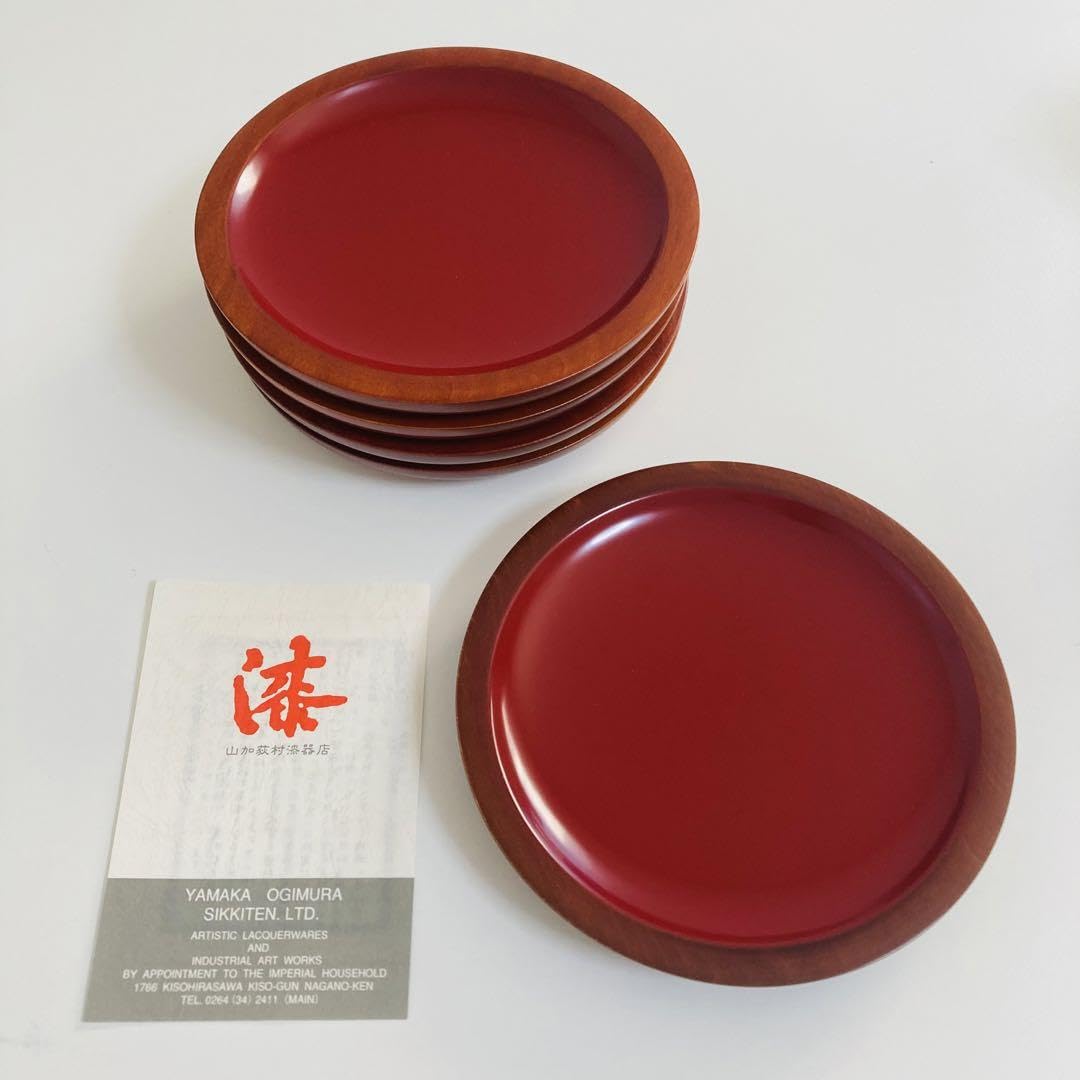 Amazon.co.jp: 日本伝統工芸指定 木曽漆器 木目内朱5.0銘々皿 山加萩村