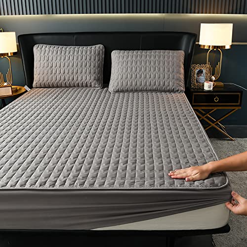 BAJIN Matratzenschoner, atmungsaktiv, waschbar, gesteppt, Überfüllung, Spannbettlaken, Bezug mit vollelastischem Rand. King-Size-,180x200+25cm Cover