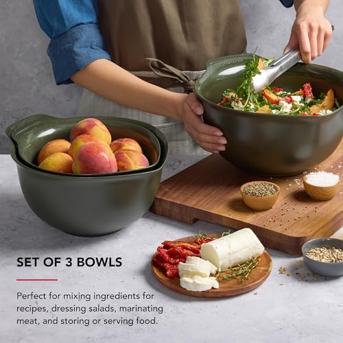Image of KitchenAid Universal Nesting Plastic Mixing Bowls, Set of 3, 2.5 quart, 3.5 quart, 4.5 quart, Evergreen