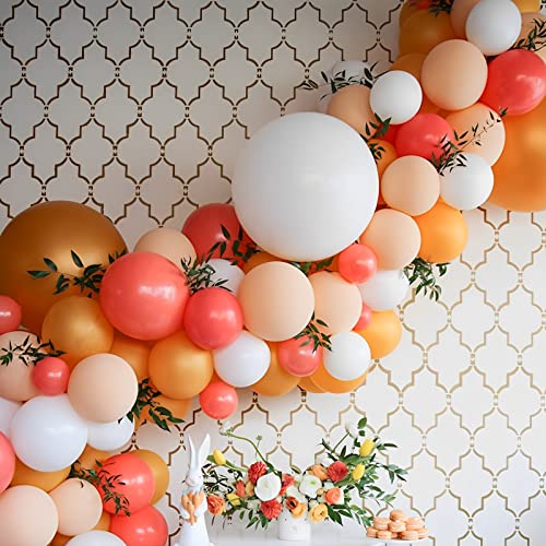 Image of Voircoloria 130pcs Orange Balloons Different Sizes 18 inch 12 inch 10 inch 5 inch Orange Matte Latex Balloons for Boys Girls Birthday Baby Shower Gender Reveal Wedding Gender Reveal Autumn Party Decorations