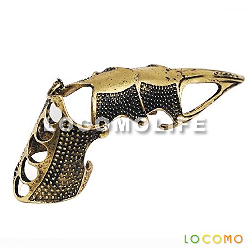 Locomo Gothic Pewter Metal Punk Armour Knuckle Hinged Full Finger Claw Ring Jrg001Bnz #TOP1