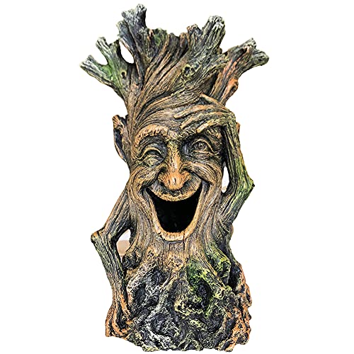 SLOCME Decorazione per acquario, scultura in legno, realistica, i pesci possono nuotare attraverso il foro del tronco