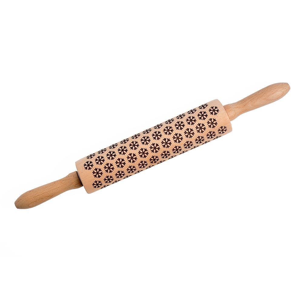Rouleau à pâtisserie de Noël Eddingtons avec flocons de neige gravés en bois