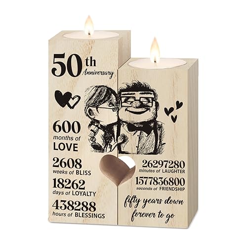 50th Golden Anniversary Candlestick - Couples Gift for Fifty Years Together