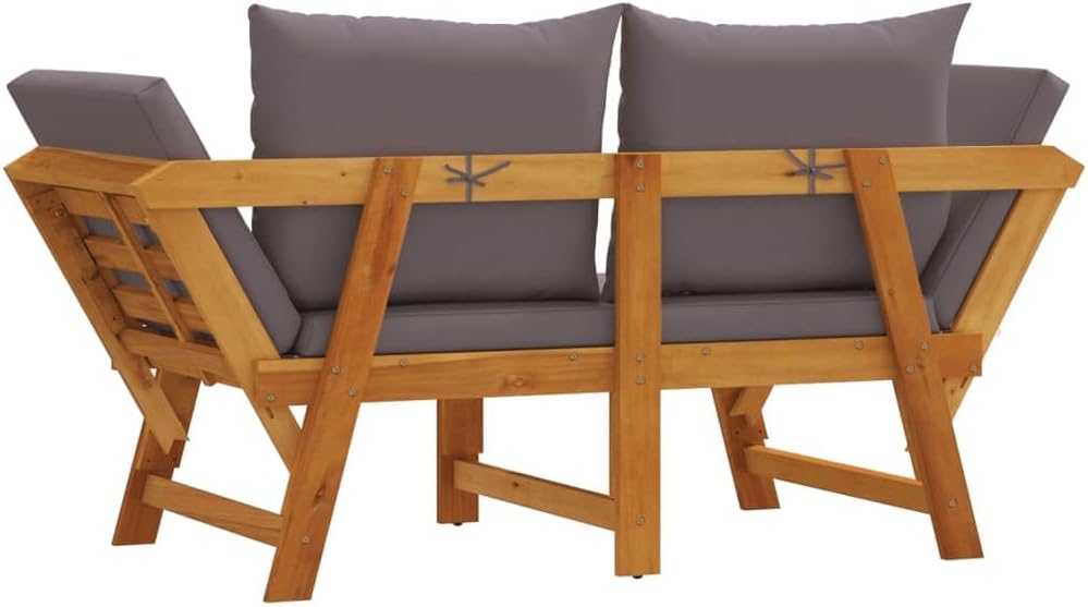 Garden Bench Dark Grey, Wood Solid Acacia Wood, Polyester Medium,Stylish Convertible Garden Bench with Cushions for Outdoor Use Patio Furniture